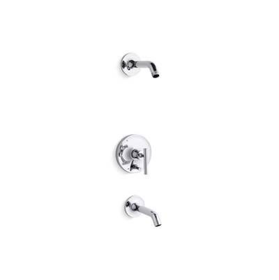 Kohler Purist Rite-Temp bath and shower trim kit with push-button diverter and lever handle, without showerhead - Polished Chrome by Kohler