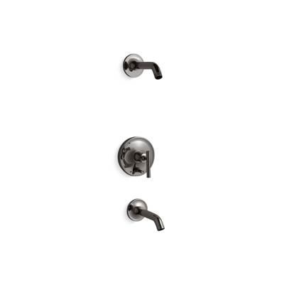 Kohler Purist Rite-Temp bath and shower trim kit with push-button diverter and lever handle, without showerhead - Vibrant Titanium by Kohler
