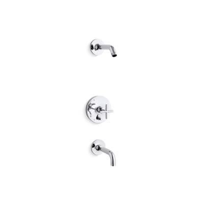 Kohler Purist Rite-Temp bath and shower trim kit with push-button diverter and cross handle, without showerhead - Polished Chrome by Kohler