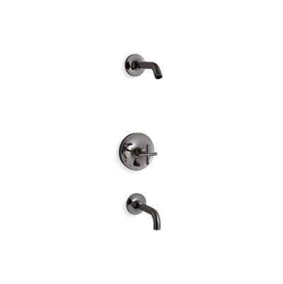 Kohler Purist Rite-Temp bath and shower trim kit with push-button diverter and cross handle, without showerhead - Vibrant Titanium by Kohler