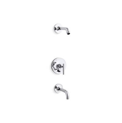 Kohler Purist Rite-Temp bath and shower trim kit with push-button diverter and lever handle, without showerhead - Polished Chrome by Kohler