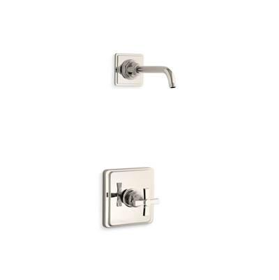 Kohler Pinstripe Pure Rite-Temp shower trim kit with cross handle, without showerhead - Vibrant Polished Nickel by Kohler