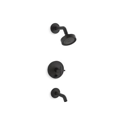 Kohler Purist Rite-Temp bath and shower trim kit with push-button diverter and cross handle, 2.5 gpm - Matte Black by Kohler