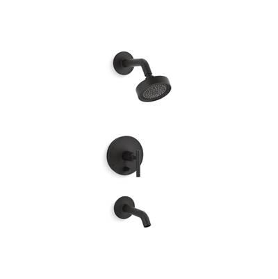 Kohler Purist Rite-Temp bath and shower trim kit with push-button diverter and lever handle, 2.5 gpm - Matte Black by Kohler