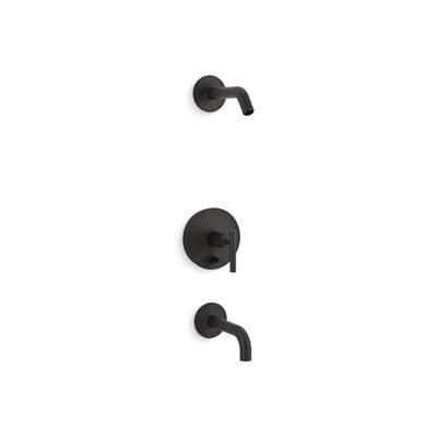Kohler Purist Rite-Temp bath and shower trim kit with push-button diverter and lever handle, without showerhead - Matte Black by Kohler