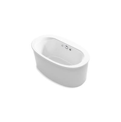 Kohler Sunstruck 60-1/2'' x 34-1/2'' freestanding Heated BubbleMassageE air bath with Bask heated surface and straight shroud - White