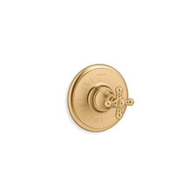Artifacts Rite-Temp valve trim with cross handle - Vibrant Brushed Moderne Brass by Kohler