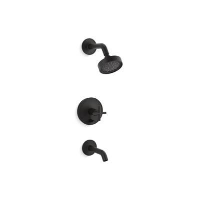 Kohler Purist Rite-Temp bath and shower trim kit with push-button diverter and cross handle, 1.75 gpm - Matte Black by Kohler