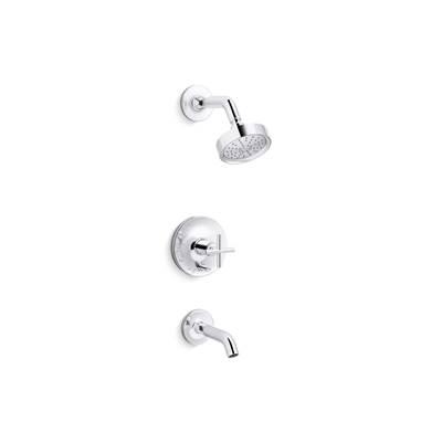 Kohler Purist Rite-Temp bath and shower trim kit with push-button diverter and cross handle, 1.75 gpm - Polished Chrome by Kohler