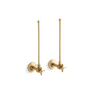 Kohler Pair 3/8'' NPT angle supplies with stop, cross handle and annealed vertical tube - Vibrant Brushed Moderne Brass by Kohler