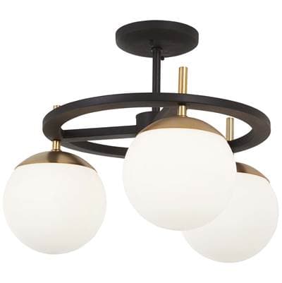 George Kovacs 3 Light Semi Flush - Weathered Black Autumn Gold by George Kovacs