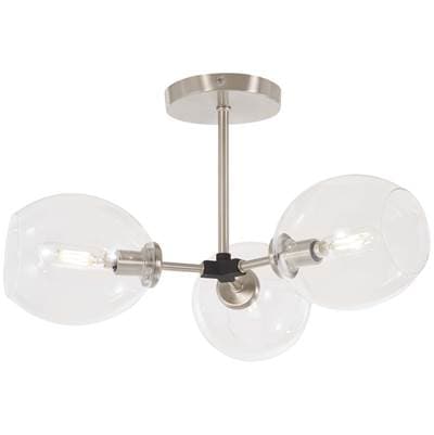 George Kovacs 3 Light Semi Flush - Brushed Nickel Black Accents by George Kovacs
