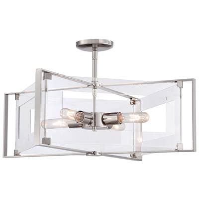 George Kovacs 4 Light Semi Flush (convertible to Pendant) - Polished Nickel by George Kovacs