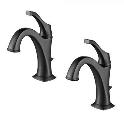 ArloE Matte Black Single Handle Basin Bathroom Faucet with Lift Rod Drain and Deck Plate (2-Pack)