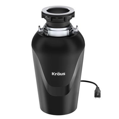 KRAUS WasteGuardE Continuous Feed Garbage Disposal with 3/4 HP Ultra-Quiet Motor for Kitchen Sinks with Power Cord and Flange Included
