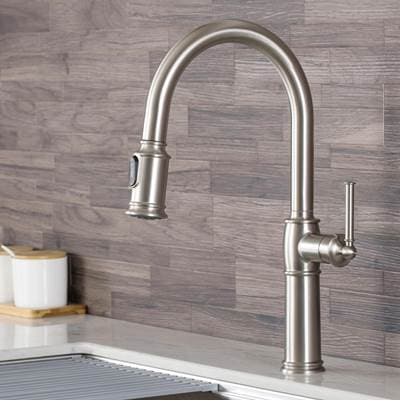 Kraus Sellettee Traditional Single Handle Pull-down Kitchen Faucet with Soap Dispenser and Deck...