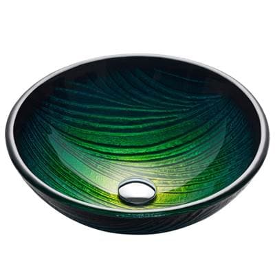 Kraus Nature Seriese Round Green Glass Vessel Bathroom Sink, 17 Inch by Kraus