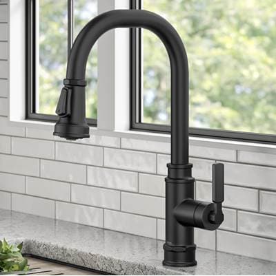 Kraus Allyne Transitional Industrial Pull-down Single Handle Kitchen Faucet - Matte Black by Kraus