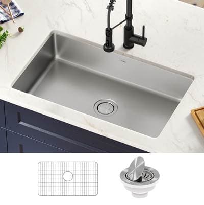 Kraus Dexe 32- Undermount 16 Gauge Stainless Steel Single Bowl Kitchen Sink by Kraus