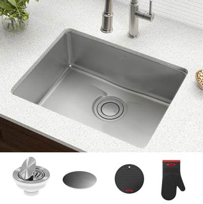 Kraus Dexe 25-Inch Undermount Single Bowl Tru16 Gauge Stainless Steel Kitchen Sink with...