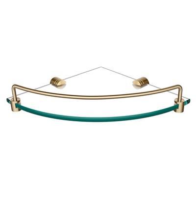 ElieE Glass Bathroom Corner Shower Shelf with Rail in Brushed Gold - Brushed Gold Finish