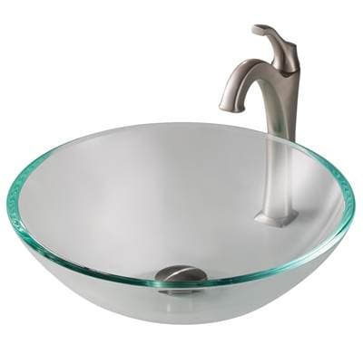 Kraus 16 1/2-inch Crystal Clear Glass Bathroom Vessel Sink and Spot Free Arloe Faucet Combo Set... by Kraus