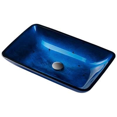 Rectangular Blue Glass Vessel Bathroom Sink, 22 inch by Kraus