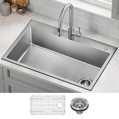 Kraus Fairlanee 33- Drop in / Top Mount Single Bowl 18-Gauge Stainless Steel Kitchen Sink