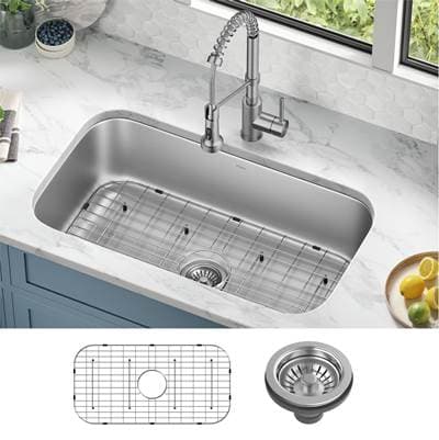Kraus Premiere 32- Undermount 18-Gauge Stainless Steel Single Bowl Kitchen Sink