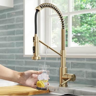 BoldenE 2-in-1 Commercial Style Pull-Down Single Handle Water Filter Kitchen Faucet for Reverse Osmosis or Water Filtration System in Spot Free Antique Champagne Bronze