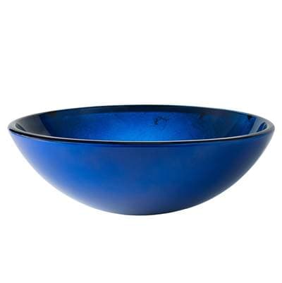Kraus Round Blue Glass Vessel Bathroom Sink, 16 1/2 Inch by Kraus