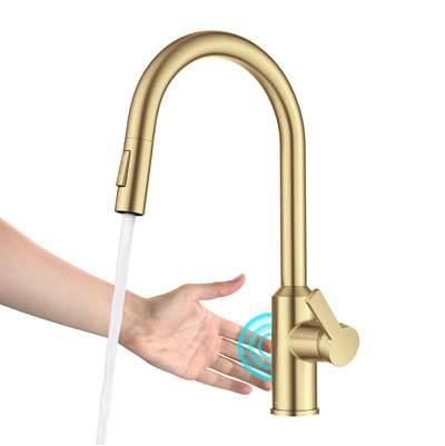 OlettoE Touchless Sensor Pull-Down Single Handle Kitchen Faucet in Brushed Brass