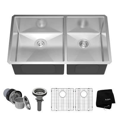 Standart PROE 33-inch 16 Gauge Undermount 60/40 Double Bowl Stainless Steel Kitchen Sink by Kraus