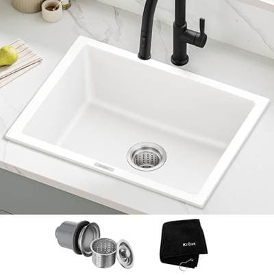 Kraus Quarza 24'' Granite Drop in / Undermount Single Bowl White Kitchen Sink