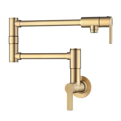Kraus Oletto Wall Mount Pot Filler Kitchen Faucet with Retractable Arm in Spot-free Brushed Brass...