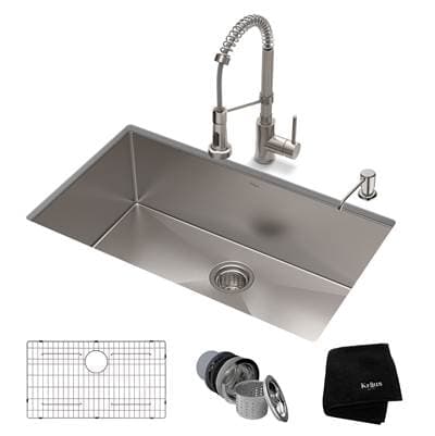 Kraus 30-inch 16 Gauge Standart PROE Kitchen Sink Combo Set with Boldene Kitchen Faucet and Soap... by Kraus