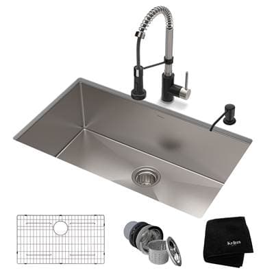 Kraus 30-inch 16 Gauge Standart PROE Kitchen Sink Combo Set with Boldene Kitchen Faucet and Soap...