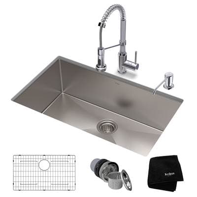 Kraus 32-inch 16 Gauge Standart PROE Kitchen Sink Combo Set with Boldene Kitchen Faucet and Soap...