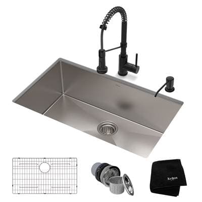 Kraus 32-inch 16 Gauge Standart PROE Kitchen Sink Combo Set with Matte Black Boldene Kitchen...