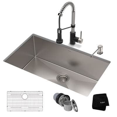 Kraus 32-inch 16 Gauge Standart PROE Kitchen Sink Combo Set with Boldene Kitchen Faucet and Soap...