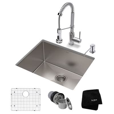 Kraus 23-inch 16 Gauge Standart PROE Kitchen Sink Combo Set with Boldene Kitchen Faucet and Soap...