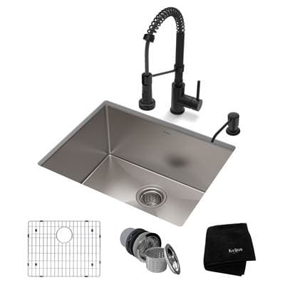 Kraus 23-inch 16 Gauge Standart PROE Kitchen Sink Combo Set with Matte Black Boldene Kitchen...