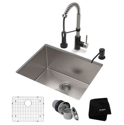 Kraus 23-inch 16 Gauge Standart PROE Kitchen Sink Combo Set with Boldene Kitchen Faucet and Soap... by Kraus