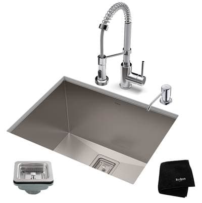 Kraus 24-inch 18 Gauge Paxe Laundry and Utility Sink Combo Set with Boldene Kitchen Faucet and...