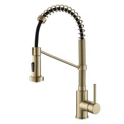 BoldenE Commercial Style 2-Function Single Handle Pull Down Kitchen Faucet in Spot-Free Antique Champagne Bronze