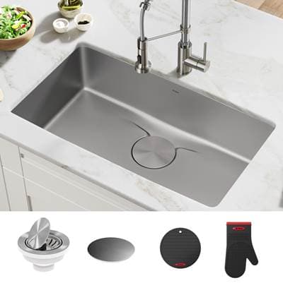 Kraus Dexe 33- Undermount 16 Gauge Stainless Steel Single Bowl Kitchen Sink