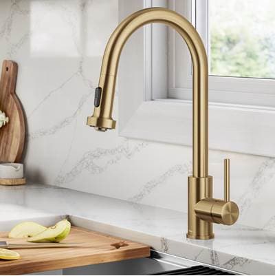 Kraus Boldene 2-Function Single Handle Pull Down Kitchen Faucet in Spot-free - Brushed Brass