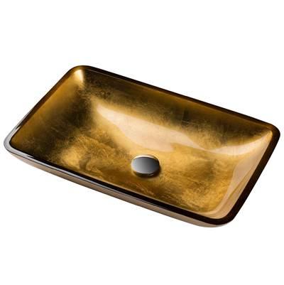 Rectangular Gold Glass Vessel Bathroom Sink, 22 inch