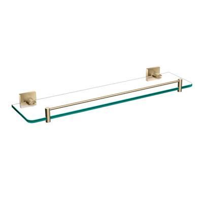 VentusE Glass Bathroom Shelf with Rail in Brushed Gold - Brushed Gold Finish by Kraus