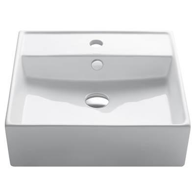 ElavoE Square Vessel White Porcelain Ceramic Bathroom Sink with Overflow, 18 1/2